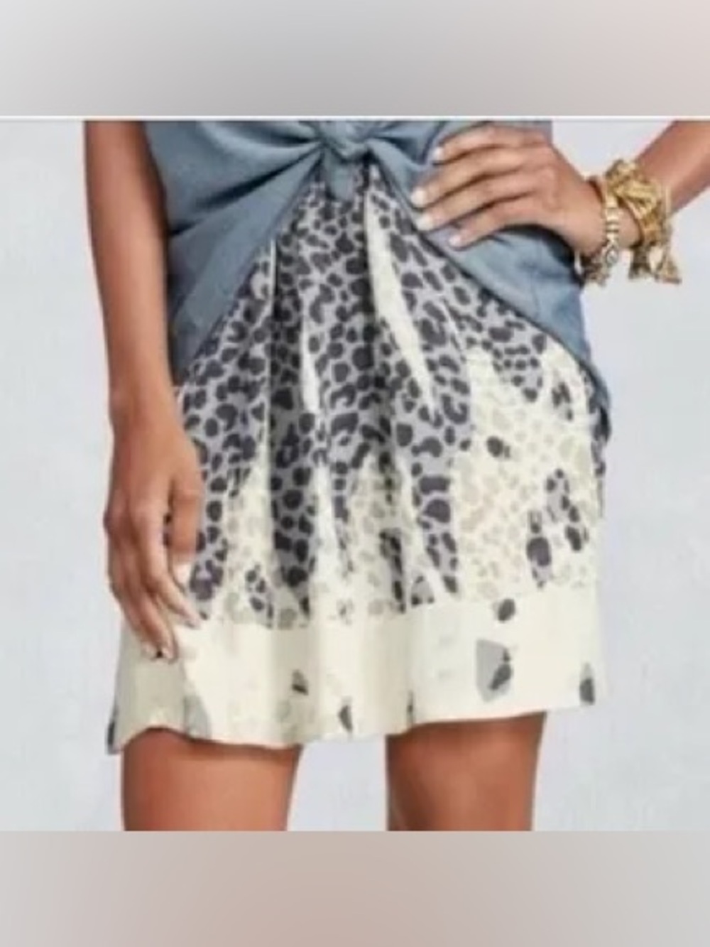 NWT Cabi 401 Skin Print Bella elastic waist Skirt pockets gray leopard Small